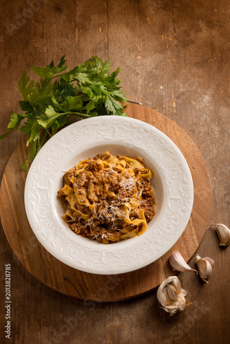 tagliatelle with cep garlic and parsley