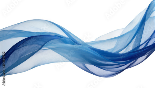 Photos Isolated delicate blue sheer fabric flowing gracefully in a soft wavy motion, ab