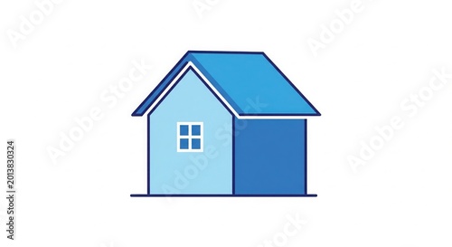 Minimalist Blue House Icon Isolated on White Background