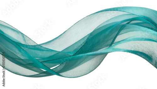 Tableau sur toile Isolated flowing ethereal teal fabric wave creating an abstract texture on a clean surface