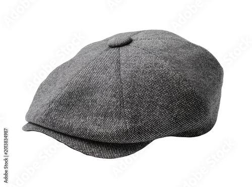 Canvastavla Isolated grey newsboy cap for men, stylish traditional flat hat, fashion accesso