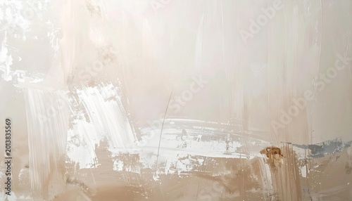 Abstract textured wall with thick white and beige paint.