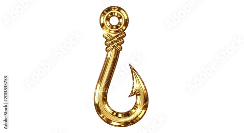 Golden fishing hook illustration