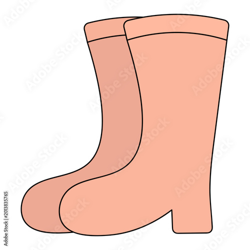 A pair of pink rubber boots. Special clothing that protects feet from water and dirt. Color vector illustration. Isolated on white background. Idea for web design.