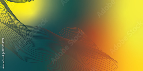 Abstract olive, yellow and sienna flowing wave curves with glowing light accents and sleek modern vector backdrop
