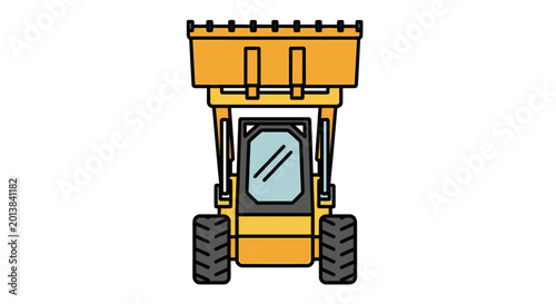 Yellow skid steer loader illustration construction machinery icon