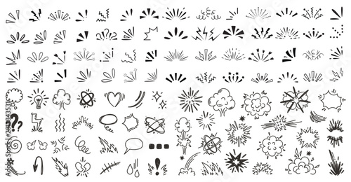 Bild auf Leinwand Comic doodle explosion bursts and zap sparks for cartoon meme templates, chat stickers or web UI decoration