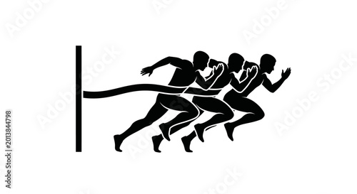 Canvas Print Runners crossing the finish line in a dynamic sprint race.