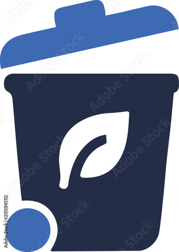 Eco Waste Bin Flat Icon
