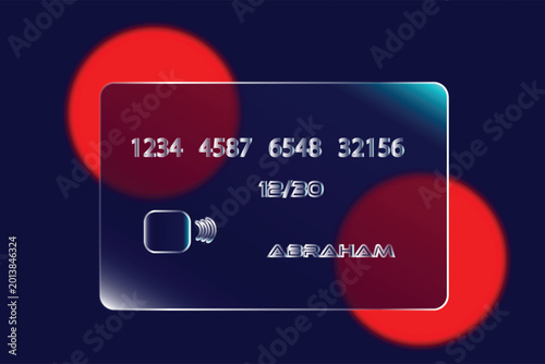 Futuristic glassmorphism credit card design with glowing abstract background