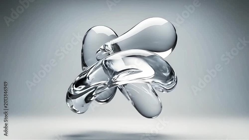 Glass Liquid Splashing in Air with Reflections and Shadows on Surface