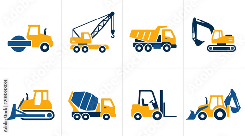 Heavy Construction Equipment Icons Set 2.