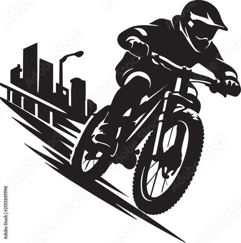 Mountain Bike Rider Silhouette Vector