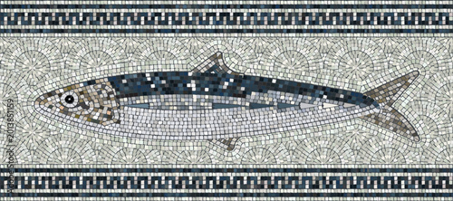Fotografía Ancient Roman mosaic pattern in opus tessellatum technique