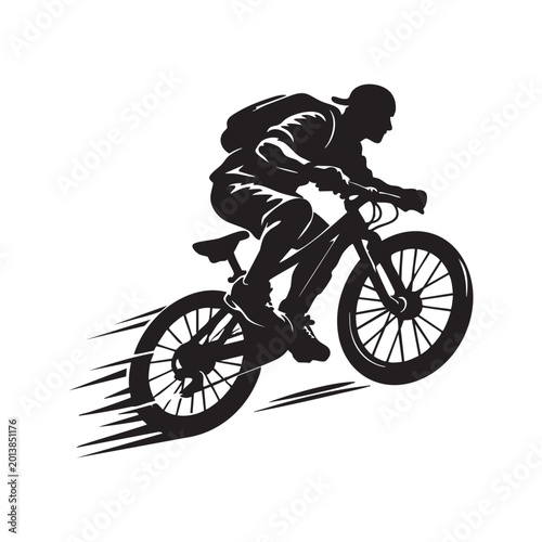 Mountain Bike Rider Silhouette Vector