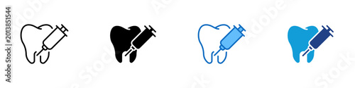 Bild auf Leinwand Dental Injection Multiple Style Icon Design Vector - Tooth with syringe represen