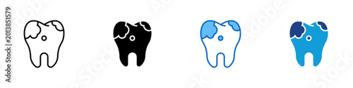Foto Plaque Tooth Multiple Style Icon Design Vector - Tooth with plaque buildup repre