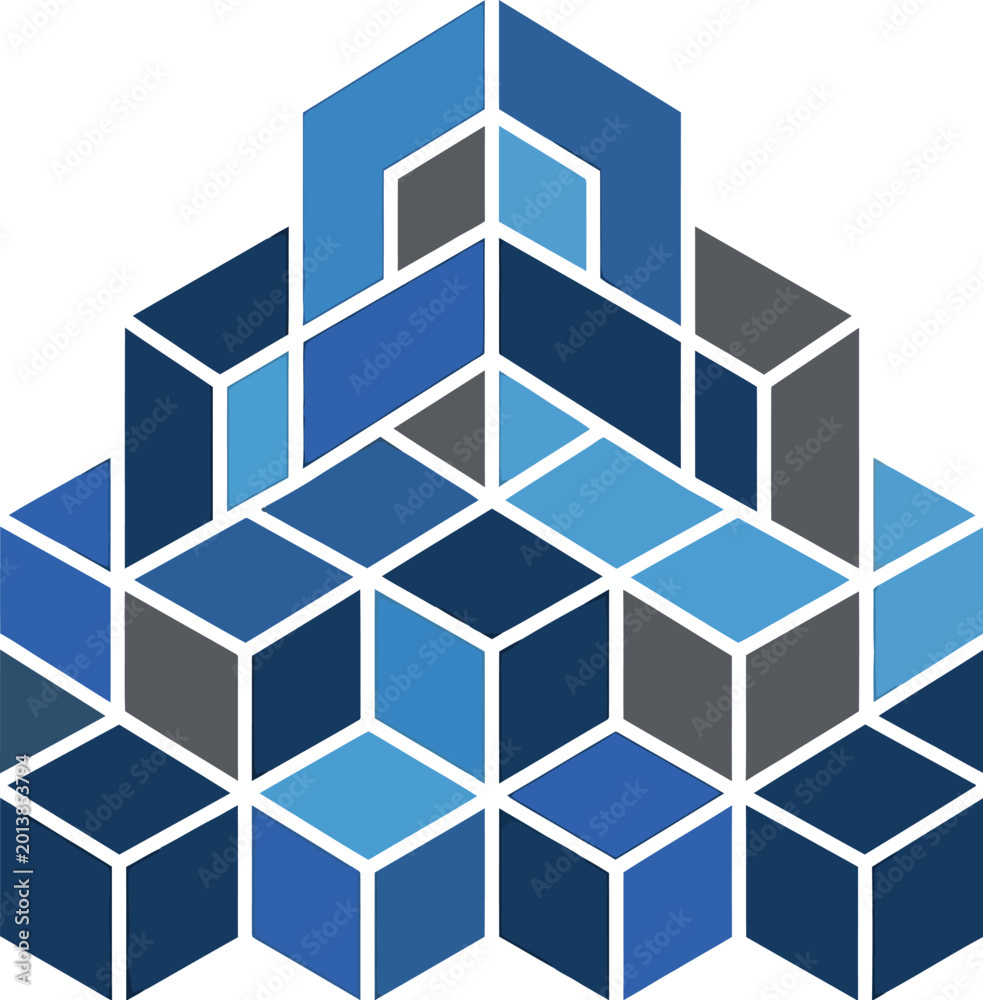 Obraz premium Blocks stacked in a geometric formation convey stability and structural.