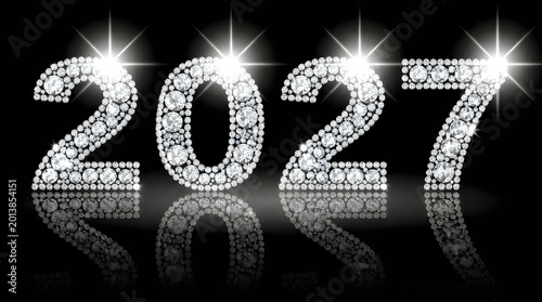 Sparkling diamond 2027 new year number design