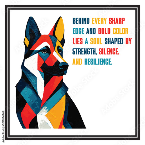 Abstract German Shepherd Geometric Dog Art Vector