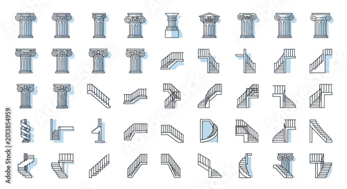 Canvastavla Seamless pattern of architectural elements including various columns and staircases