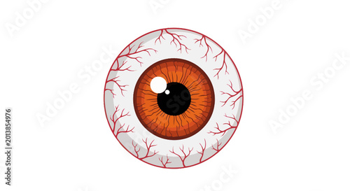 Tableau sur toile Spooky bloodshot human eyeball with orange iris isolated on white background