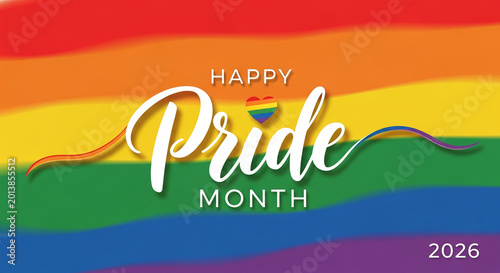 Rainbow flag background with text 