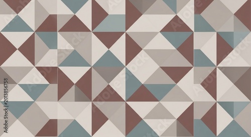 Geometric pattern with triangles in earthy and cool tones, abstract background texture.