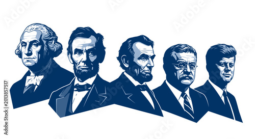 Tableau sur toile Illustration of five US presidents portraits.