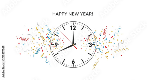 New Year Celebration Clock Face Closeup.