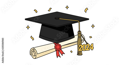 Tableau sur toile Graduation Cap and Diploma Certificate.