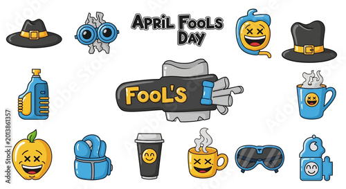 Foto April Fools Day Funny Cartoon Emojis.