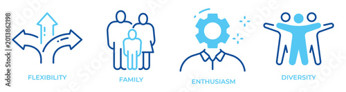 Photos Human icons conveying values in corporate branding icon set
