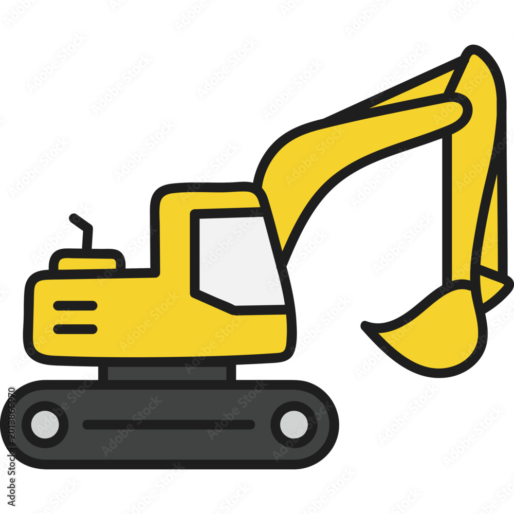 Fototapeta premium Yellow excavator icon