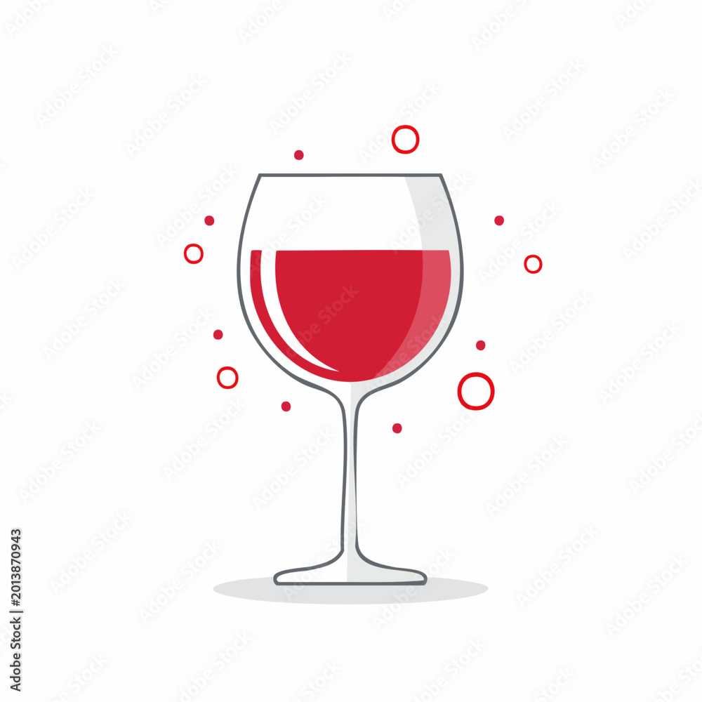 Obraz premium Red Wine Glass with Bubbles Icon