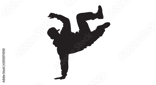 Bild auf Leinwand Breakdancer performing a handstand pose black silhouette