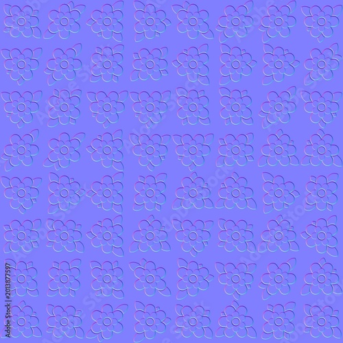Foto Decorative Floral Seamless 3D Normal Map