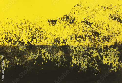Gouache Abstract Art in Black and Yellow — Bold Textured Brushwork