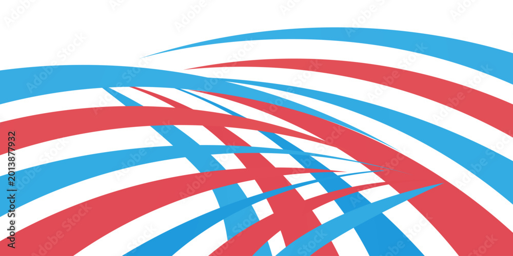 Obraz premium Abstract Red And Blue Curved Ribbons Dynamic Wave Background For Modern Design And Motion