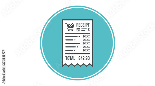 Receipt paper with total cost.