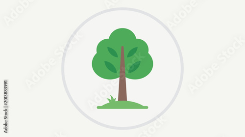 Green Tree with Brown Trunk.