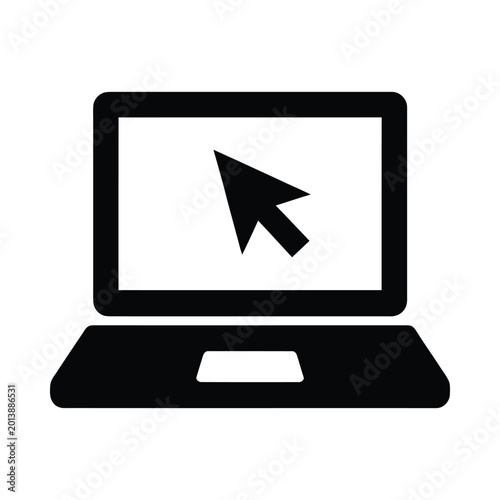 laptop with cursor icon black silhouette on white background