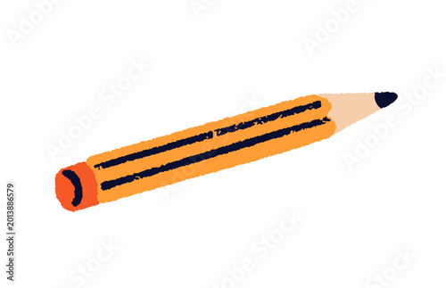 Graphite lead pencil in drawn doodle style. Simple regular tool for sketching...