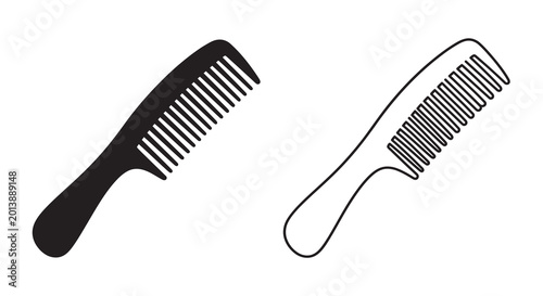Vászonkép Hair comb silhouettes on a white background silhouette