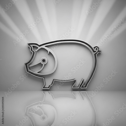 Minimalist Pig Outline Icon, Clean Design, Abstract Animal Shape, Modern Illustration, Stylized Piggy Bank Silhouette