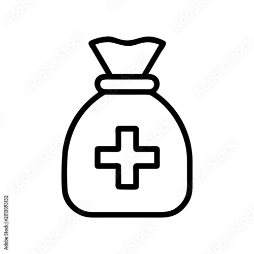 Pharmacy Bag Line Icon – Medical Prescription Bag, Healthcare Pharmacy Service and Medicine Delivery Outline Vector