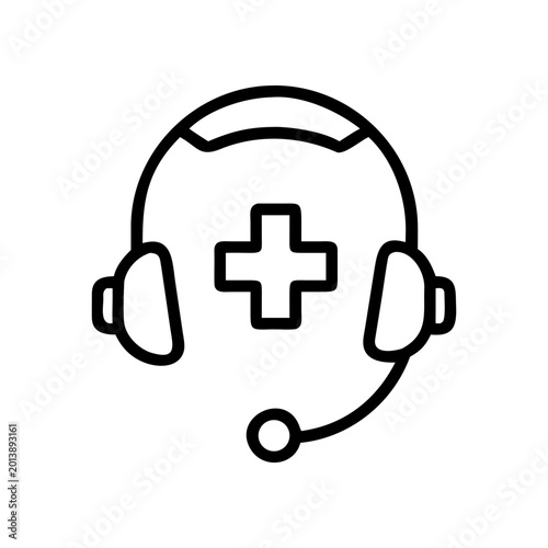 Pharmacy Support Line Icon – Medical Assistance, Healthcare Service and Pharmacist Help Vector Symbol