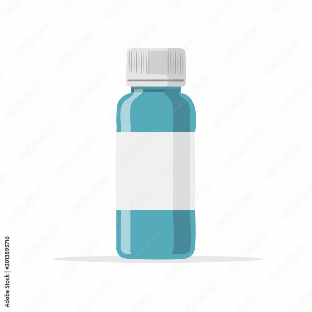 Fototapeta premium Blue Liquid Medicine Bottle with Blank Label