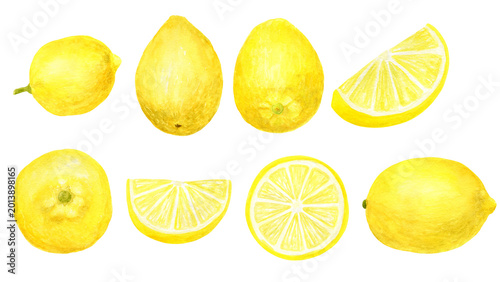 Obraz na plátně A refreshing collection of bright yellow lemons and slices, perfect for culinary