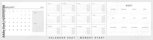 Canvastavla Simple 2027 Calendar Template